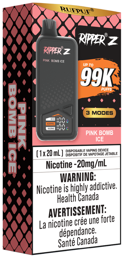 RUFPUF RIPPER Z 99K Disposable Vape Pink Bomb Ice