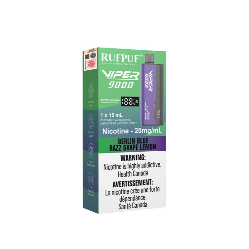 RUFPUF Viper 9000 Disposable - Berlin Blue Razz Grape Lemon