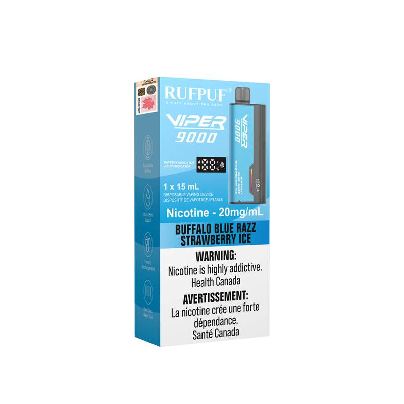 RUFPUF Viper 9000 Disposable Buffalo Blue Razz Strawberry Ice