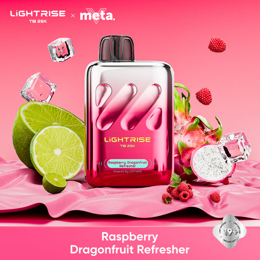 Raspberry Dragonfruit Refresher Lost Vape Lightrise TB 25K Disposable Vape 25000 Puffs