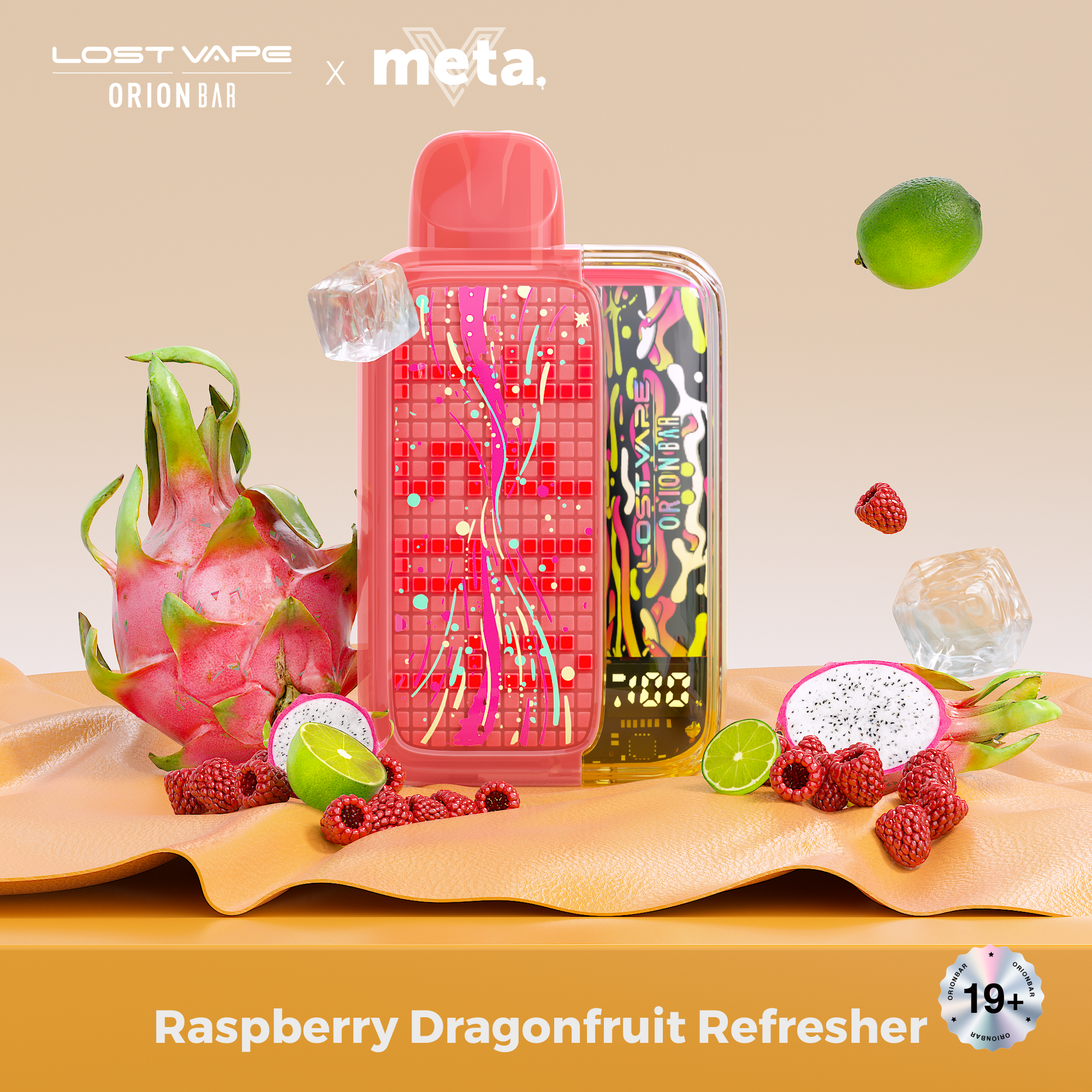 Raspberry Dragonfruit Refresher Lost Vape Orion Bar 10000 Puffs 10K Disposable Vape