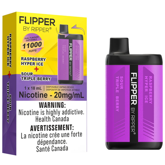 Raspberry Hyper Ice And Sour Triple Berry Flipper by Ripper Vape 11000 11K Puffs Disposable