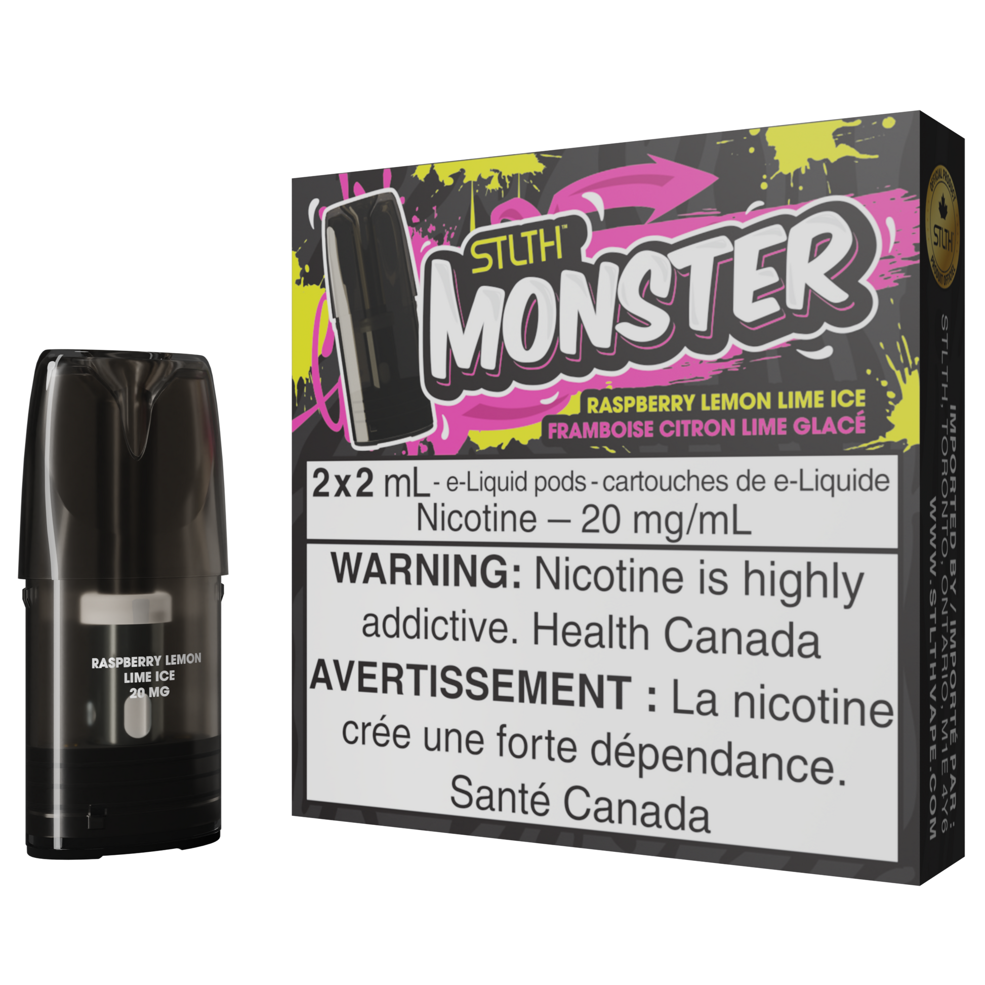 Raspberry Lemon Lime Ice STLTH MONSTER Pod Pack