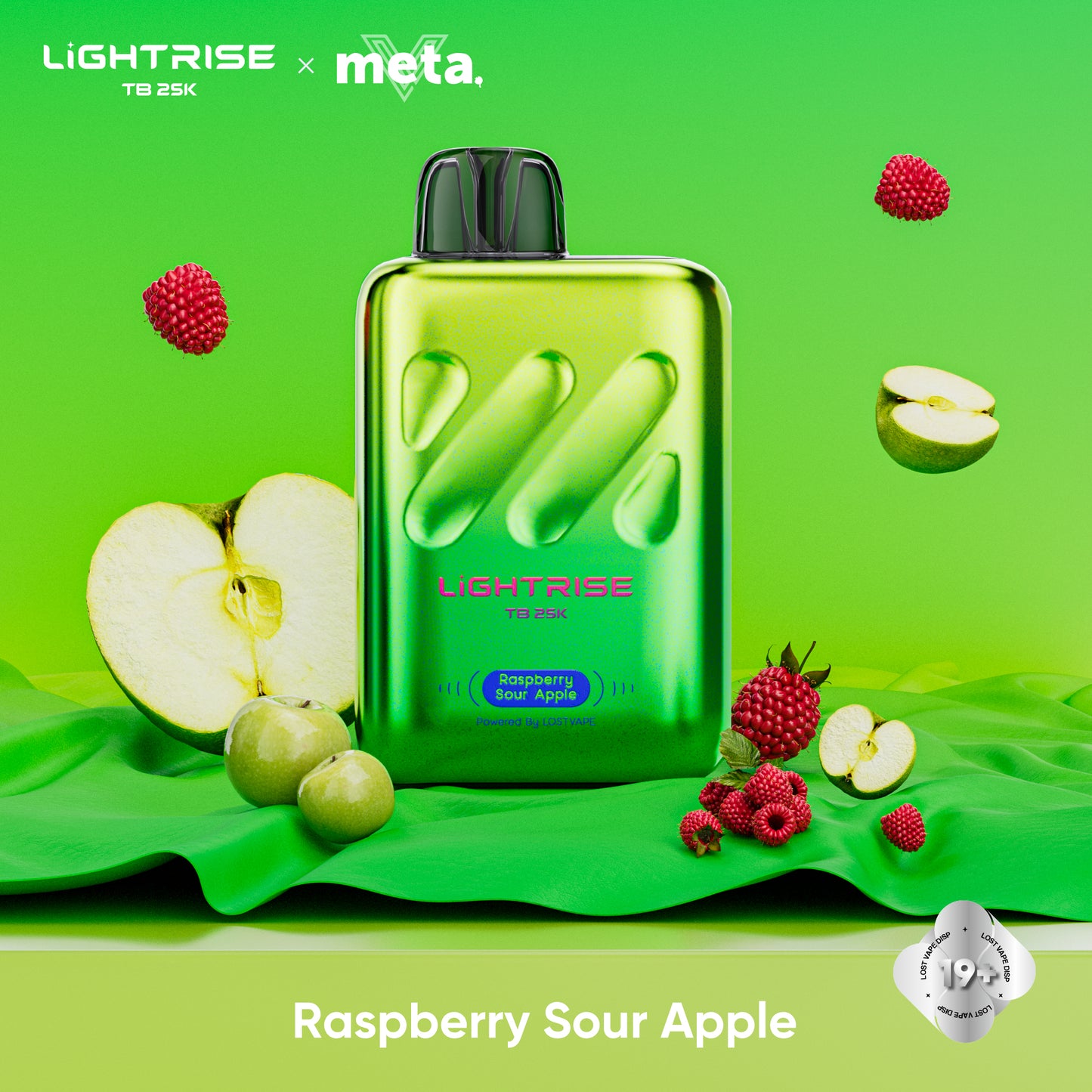 Raspberry Sour Apple Lost Vape Lightrise TB 25K Disposable Vape 25000 Puffs