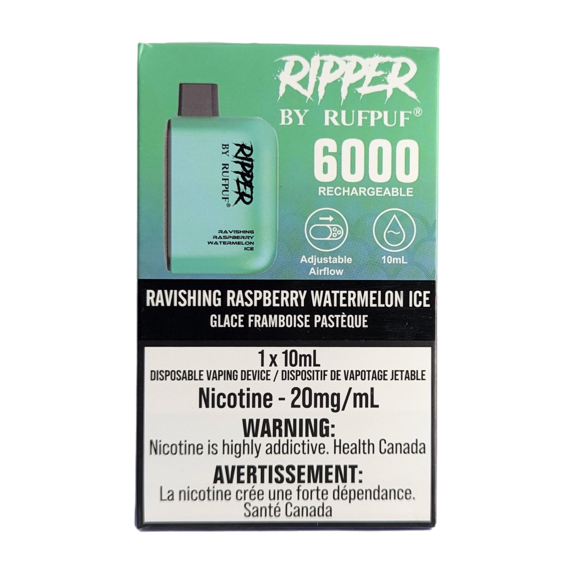 Rufpuf Ripper 6000 Disposable Vape flavour Ravishing Raspberry Watermelon Ice