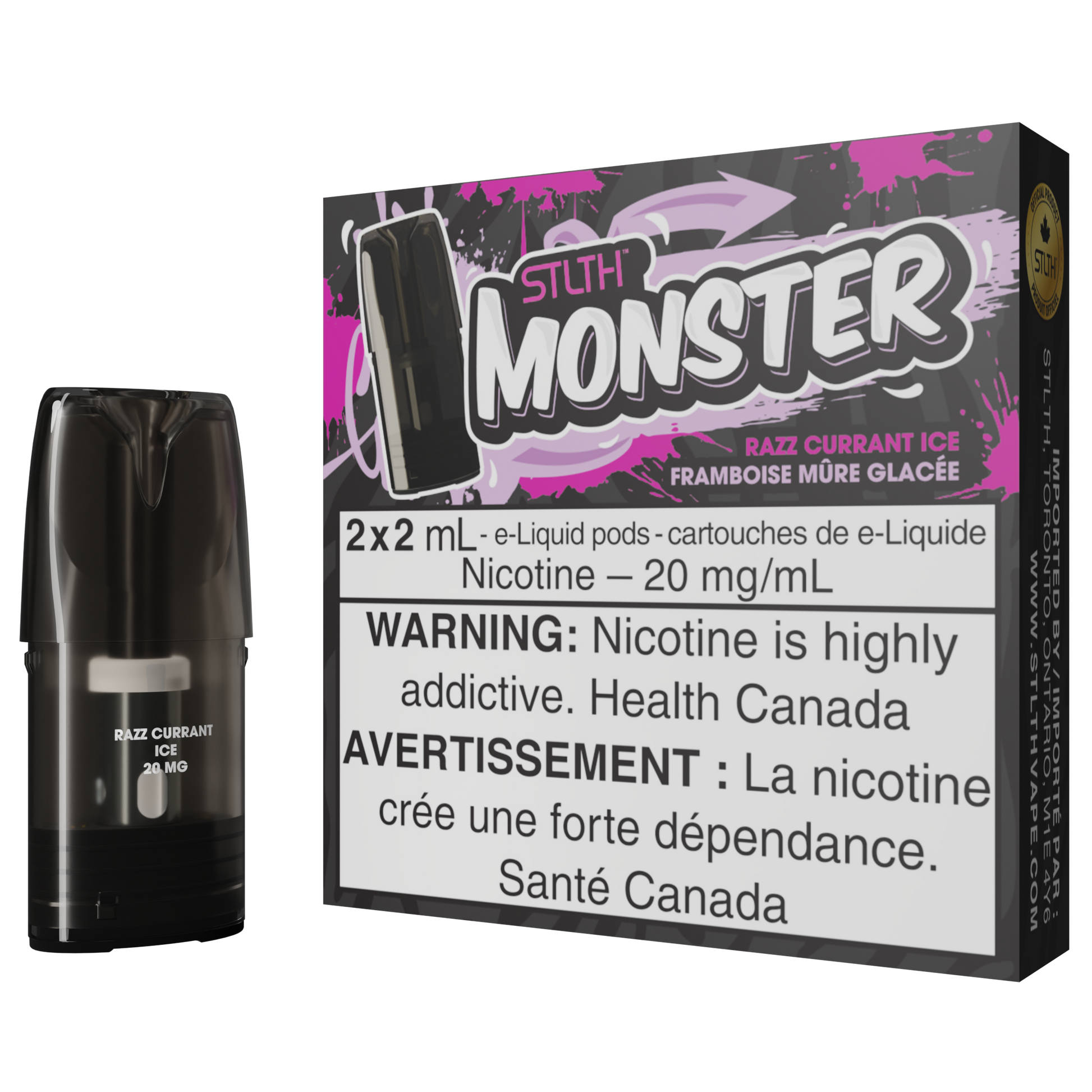 Razz Currant Ice STLTH MONSTER Pod Pack