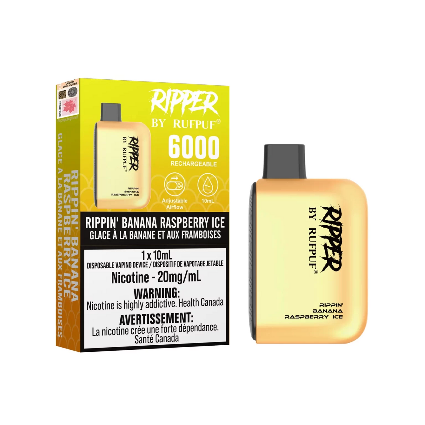 Rufpuf Ripper 6000 Disposable Vape flavour Rippin' Banana Raspberry Ice