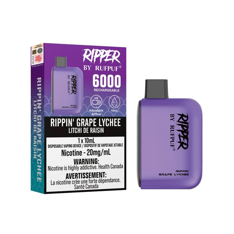 Rufpuf Ripper 6000 Disposable Vape flavour Rippin' Grape Lychee