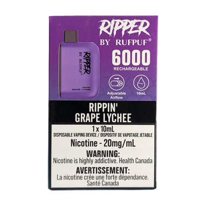 Rufpuf Ripper 6000 Disposable Vape flavour Rippin' Grape Lychee