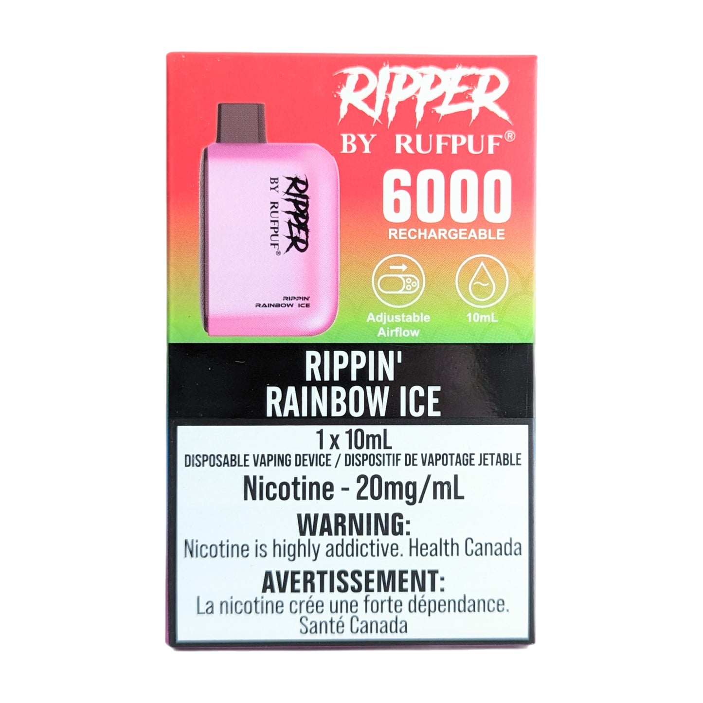 Rufpuf Ripper 6000 Disposable Vape flavour Rippin' Rainbow Ice