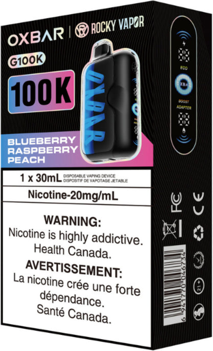 Rocky Vapor Oxbar G100K Disposable Blueberry Raspberry Peach
