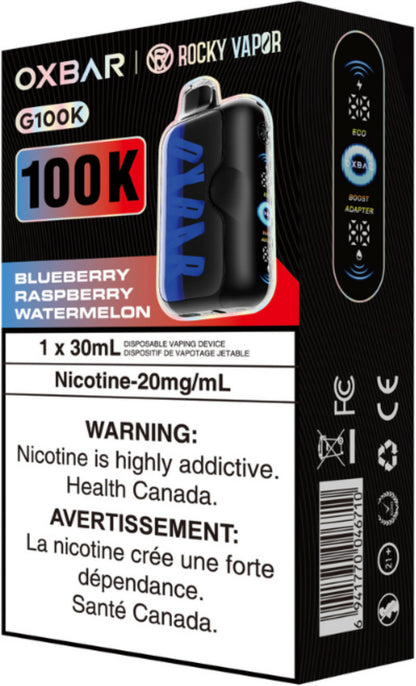 Rocky Vapor Oxbar G100K Disposable Blueberry Raspberry Watermelon