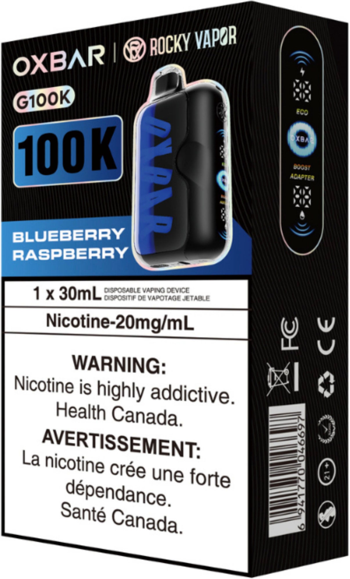 Rocky Vapor Oxbar G100K Disposable Blueberry Raspberry