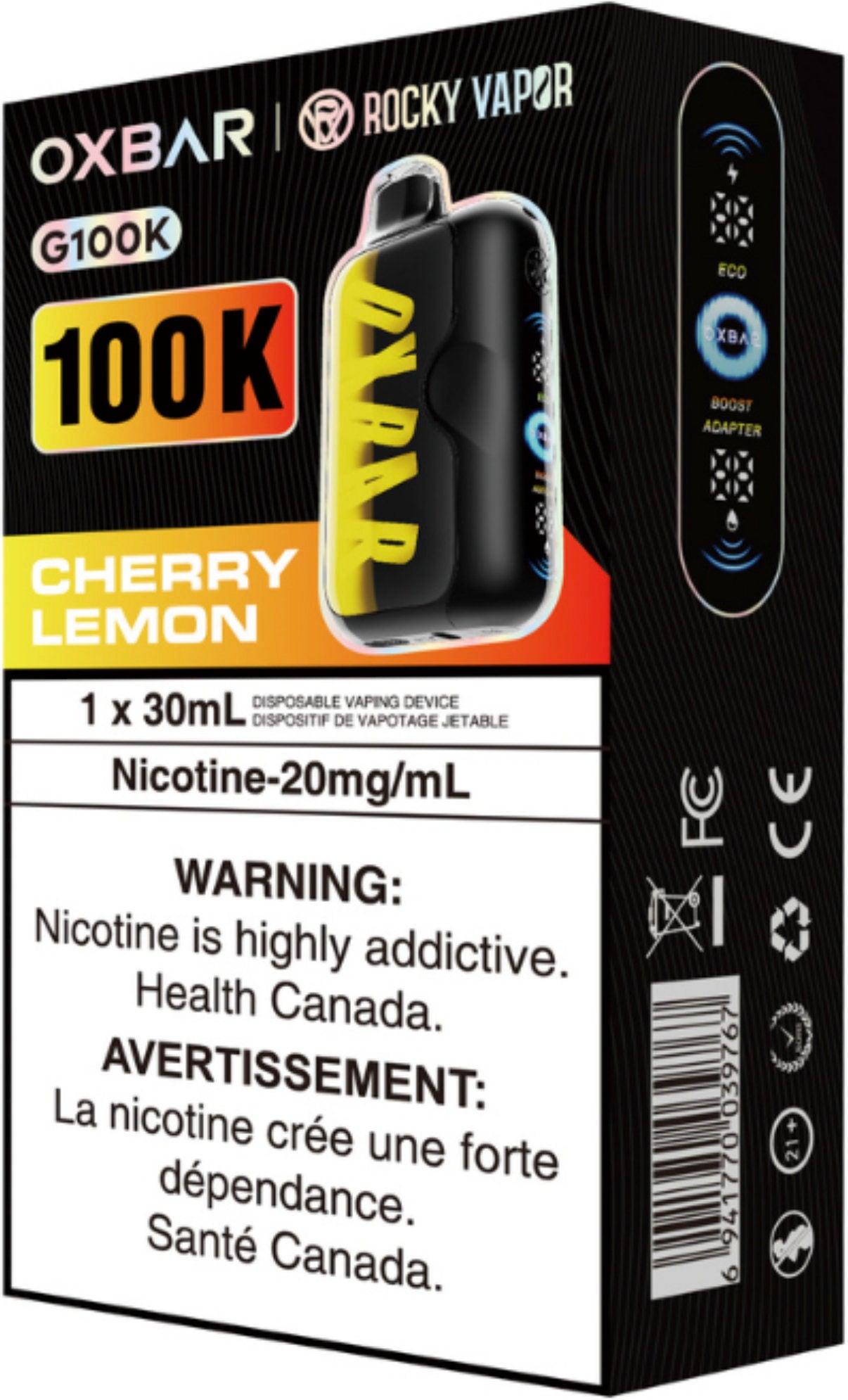 Rocky Vapor Oxbar G100K Disposable Cherry Lemon