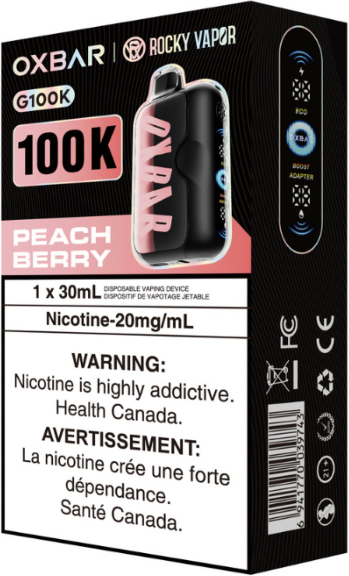 Rocky Vapor Oxbar G100K Disposable Peach Berry