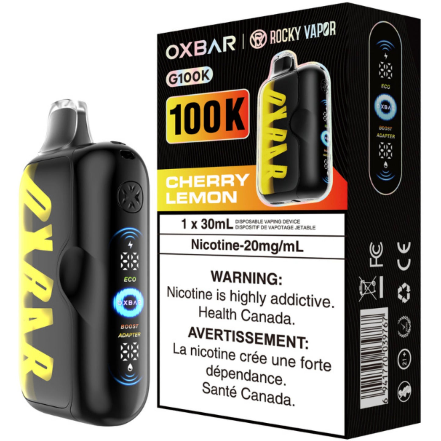 Rocky Vapor Oxbar G100K Disposable Vape Cherry Lemon