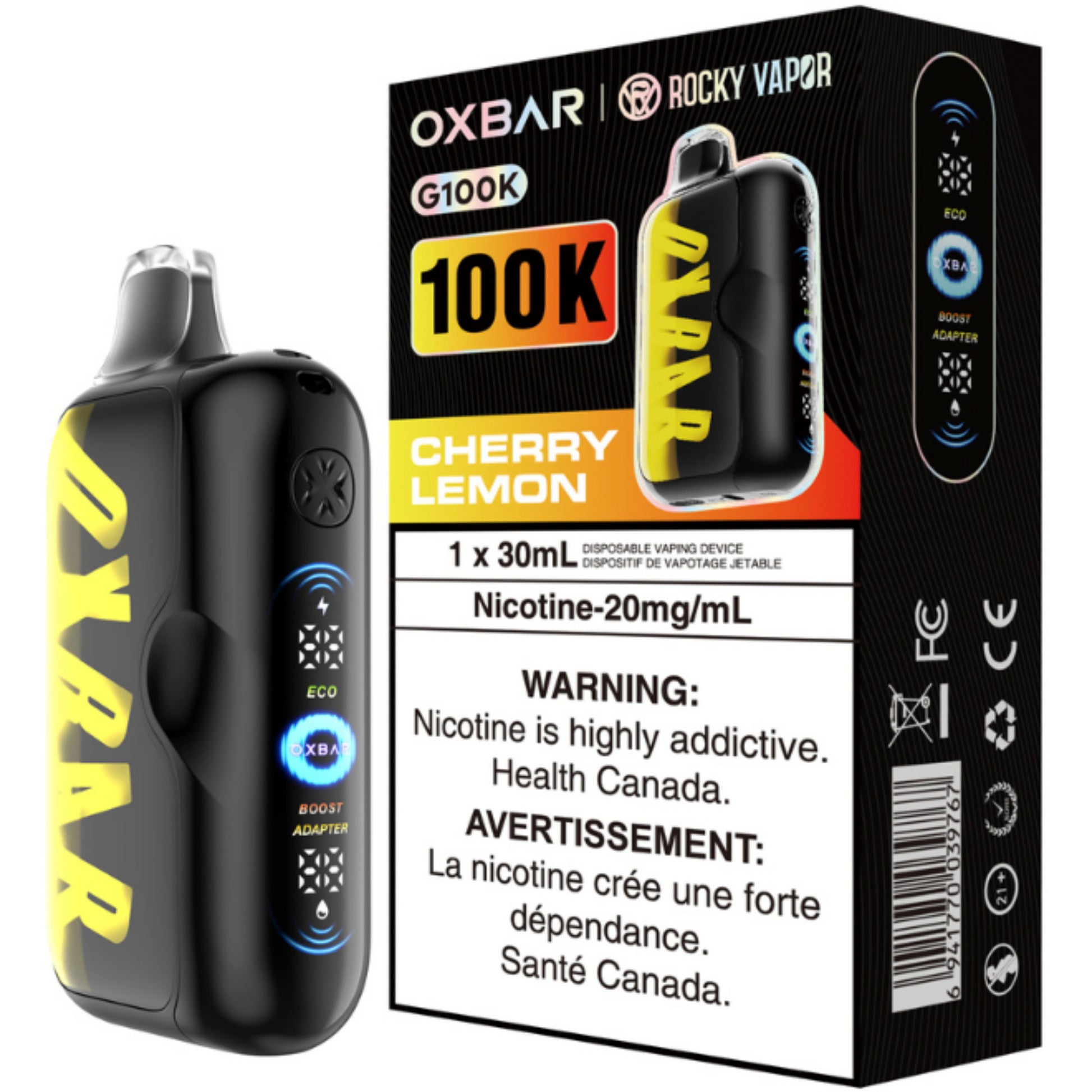 Rocky Vapor Oxbar G100K Disposable Vape Cherry Lemon
