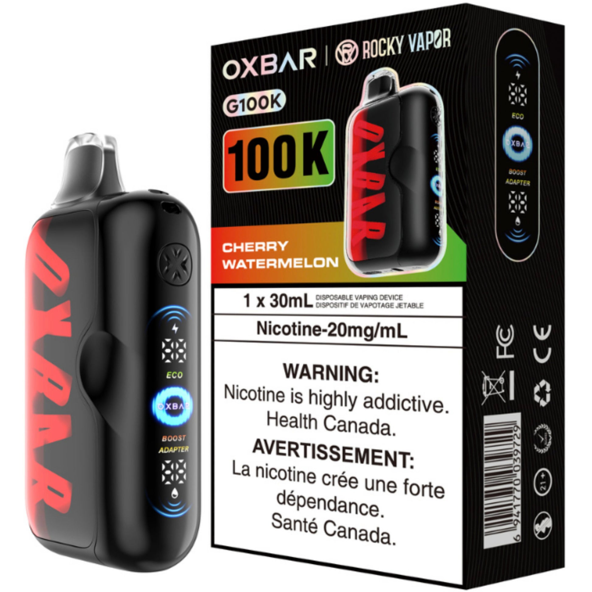 Rocky Vapor Oxbar G100K Disposable Vape Cherry Watermelon