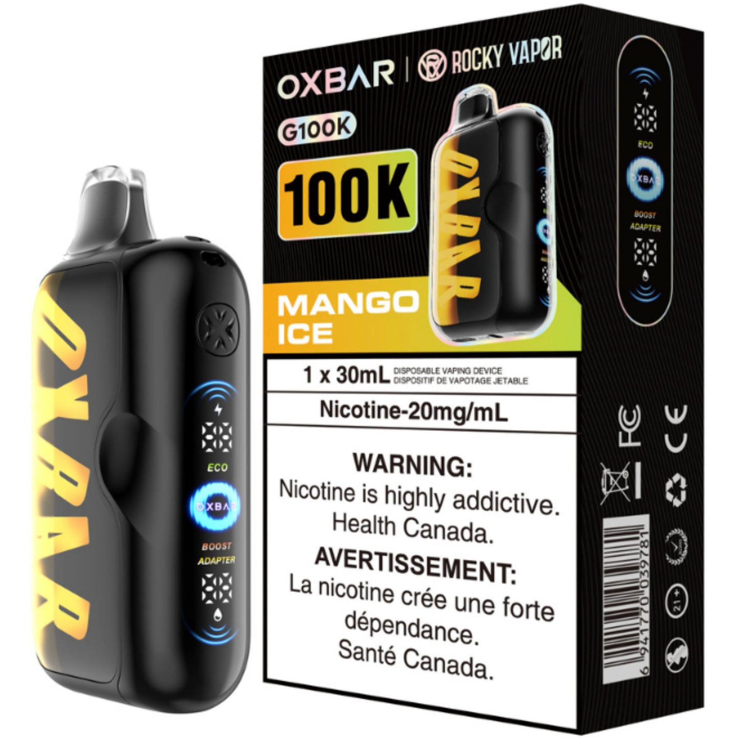 Rocky Vapor Oxbar G100K Disposable Vape Mango Ice