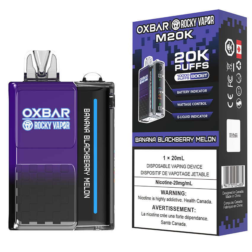 Rocky Vapor Oxbar M20K 20000 Puffs Disposable Vape 20mL Banana Blackberry Melon