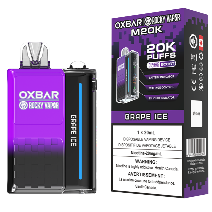 Rocky Vapor Oxbar M20K 20000 Puffs Disposable Vape 20mL Grape Ice