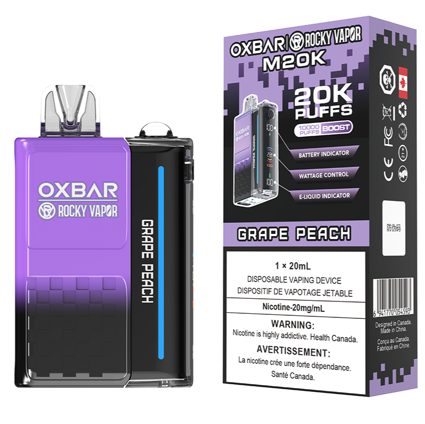 Rocky Vapor Oxbar M20K 20000 Puffs Disposable Vape 20mL Grape Peach