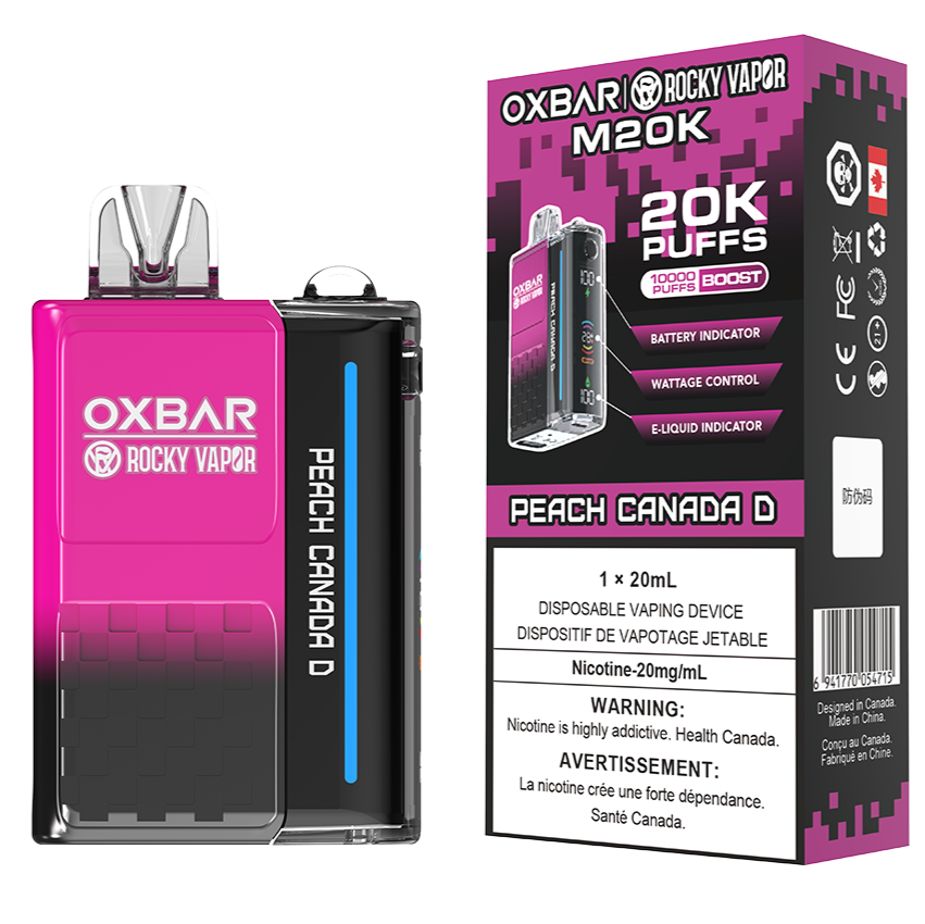 Rocky Vapor Oxbar M20K 20000 Puffs Disposable Vape 20mL Peach Canada D