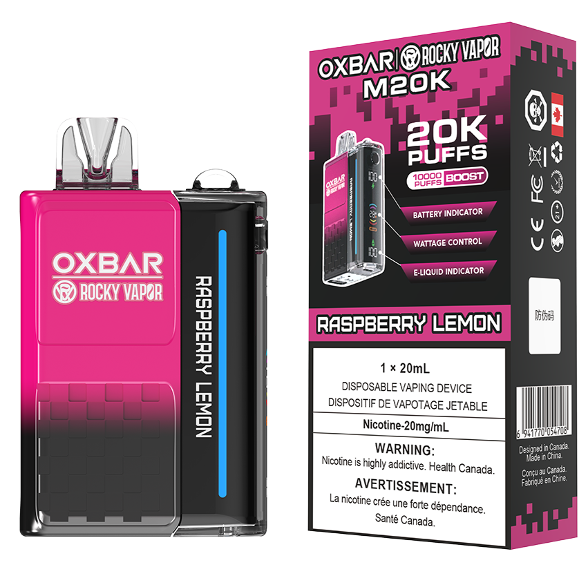 Rocky Vapor Oxbar M20K Disposable Vape - Raspberry Lemon Cloud Island Vapour Rocky Vapor Oxbar M20K Disposable Vape - Raspberry Lemon Cloud Island Vapour