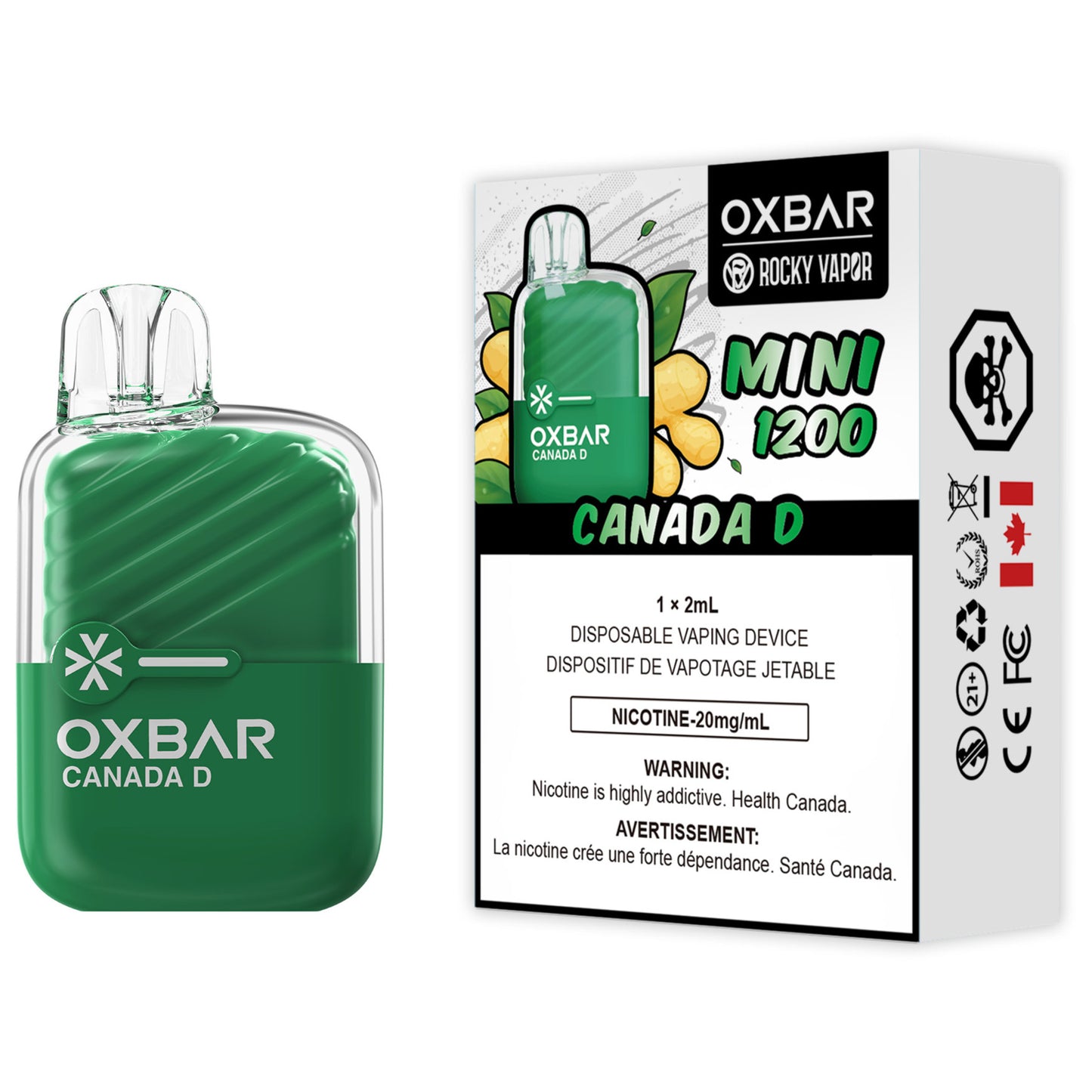 Rocky Vapor Oxbar Mini 1200 Disposable Vape Canada D