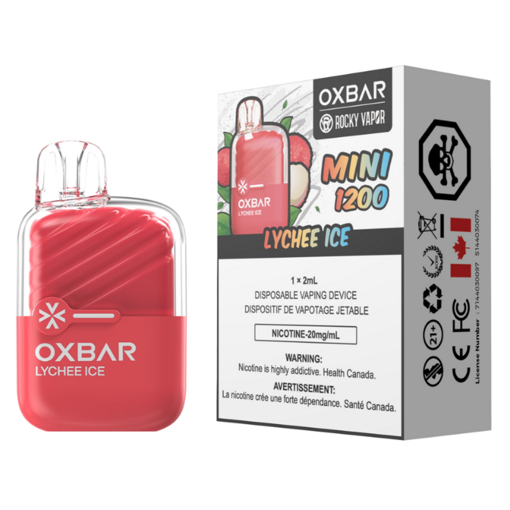 Rocky Vapor Oxbar Mini 1200 Disposable Vape Lychee Ice
