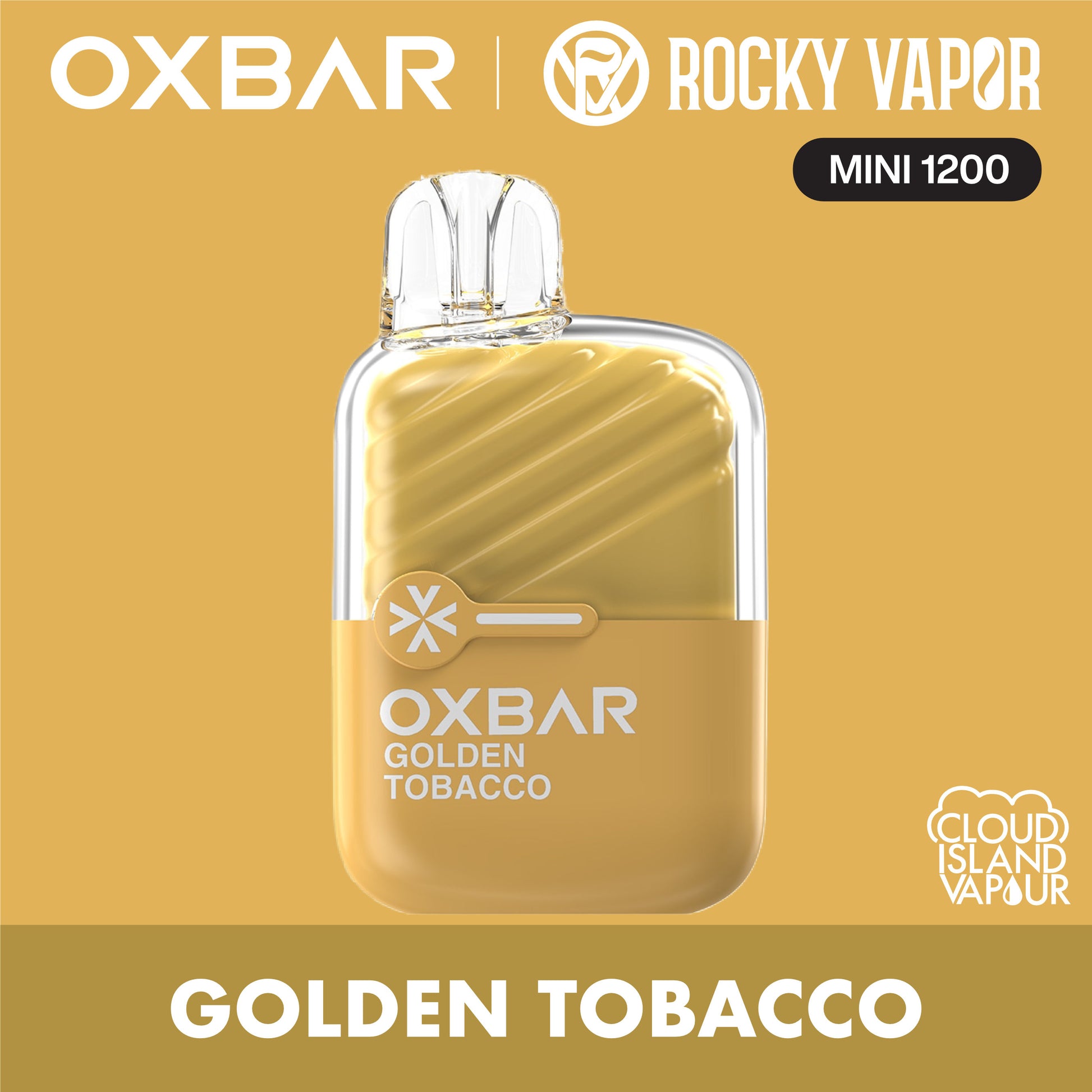 Rocky Vapor Oxbar Mini 1200 Disposable Vape - Golden Tobacco Cloud Island Vapour Rocky Vapor Oxbar Mini 1200 Disposable Vape - Golden Tobacco Cloud Island Vapour