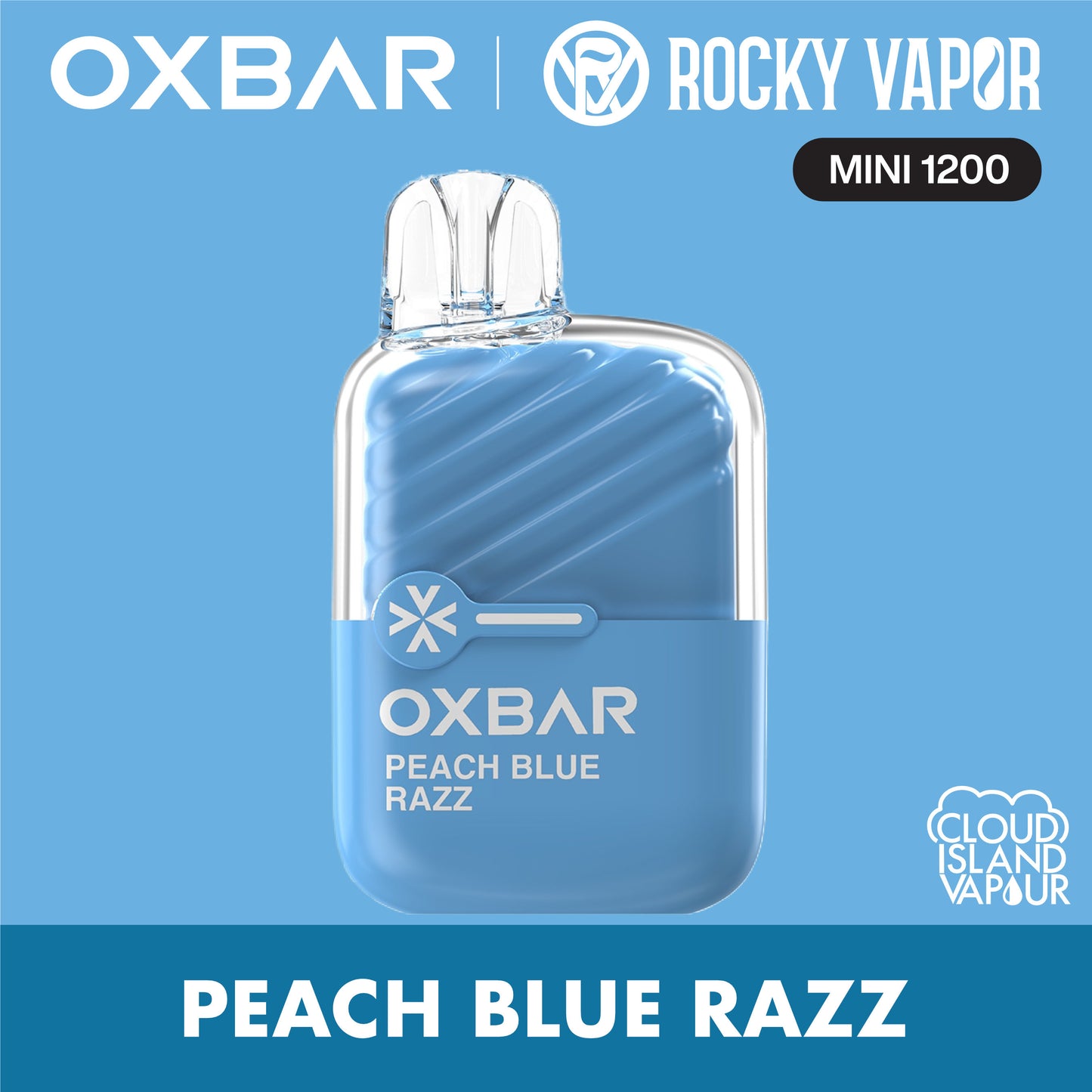 Rocky Vapor Oxbar Mini 1200 Peach Blue Razz