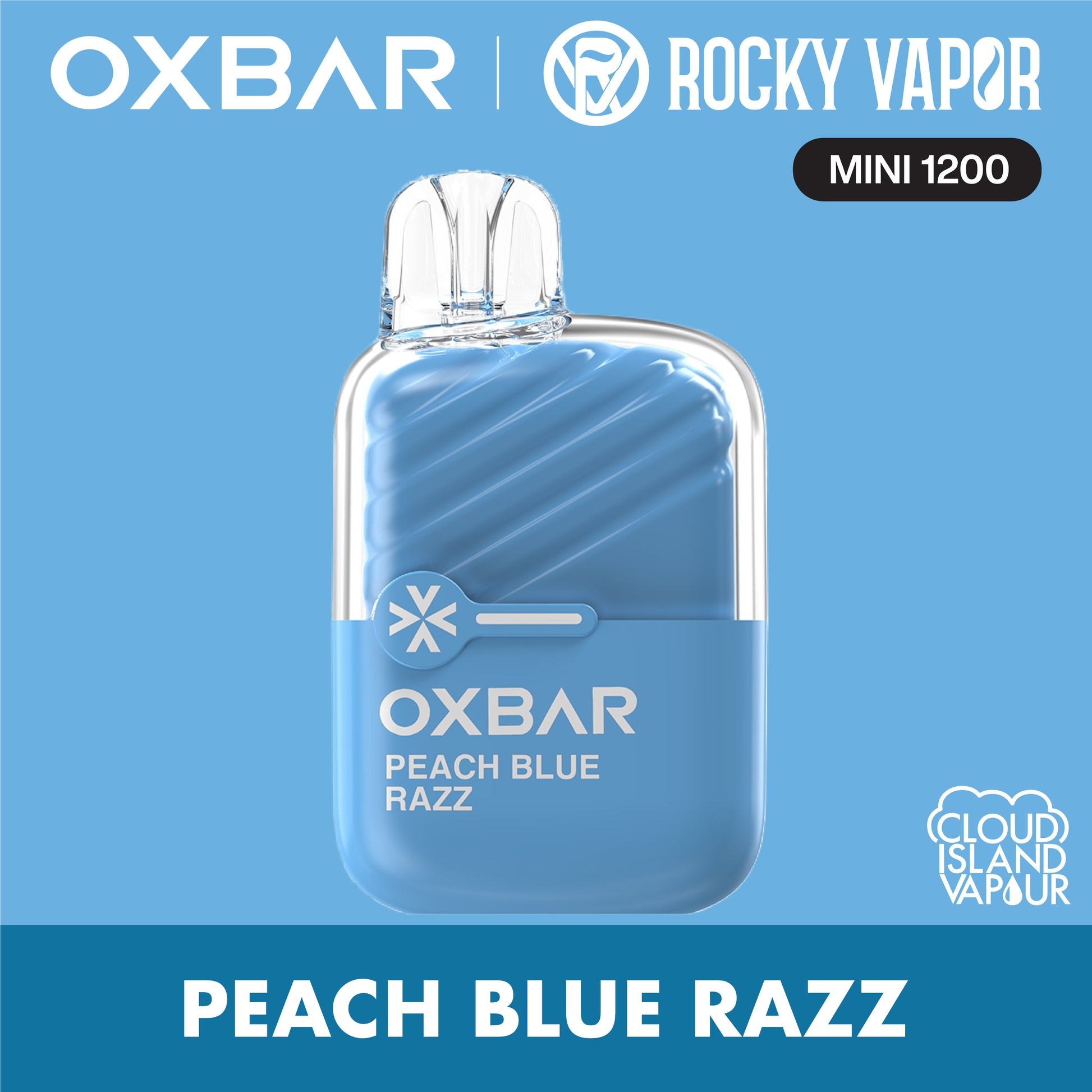 Rocky Vapor Oxbar Mini 1200 Peach Blue Razz