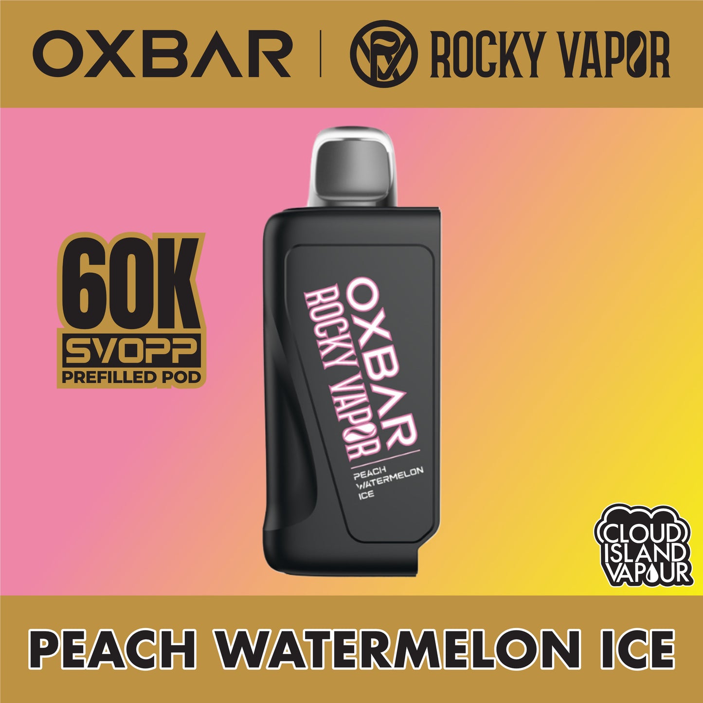 Rocky Vapor Oxbar Svopp 60K Prefilled Pod Peach Watermelon Ice