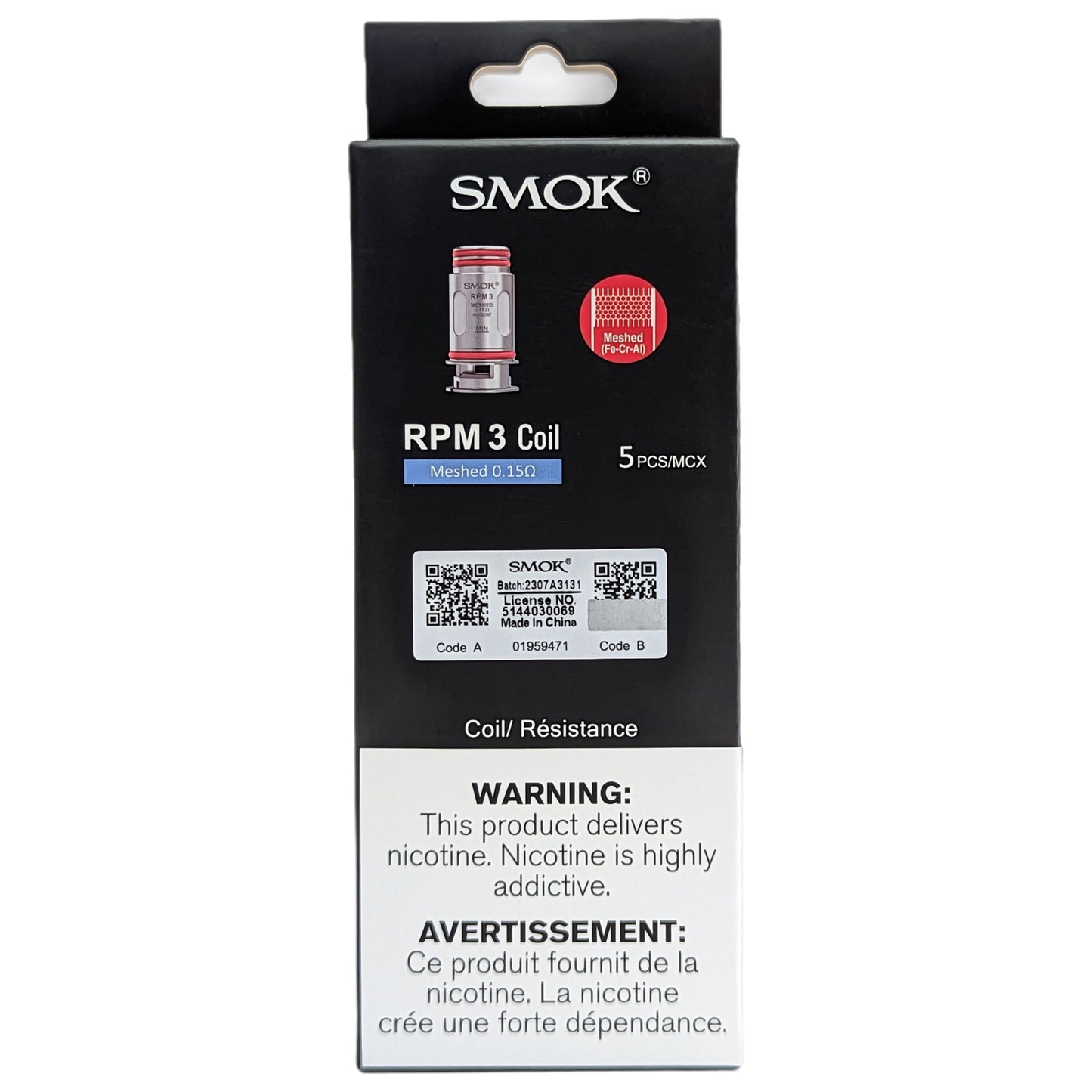 SMOK RPM 3 Replacement Coils 0.15ohm package of 5