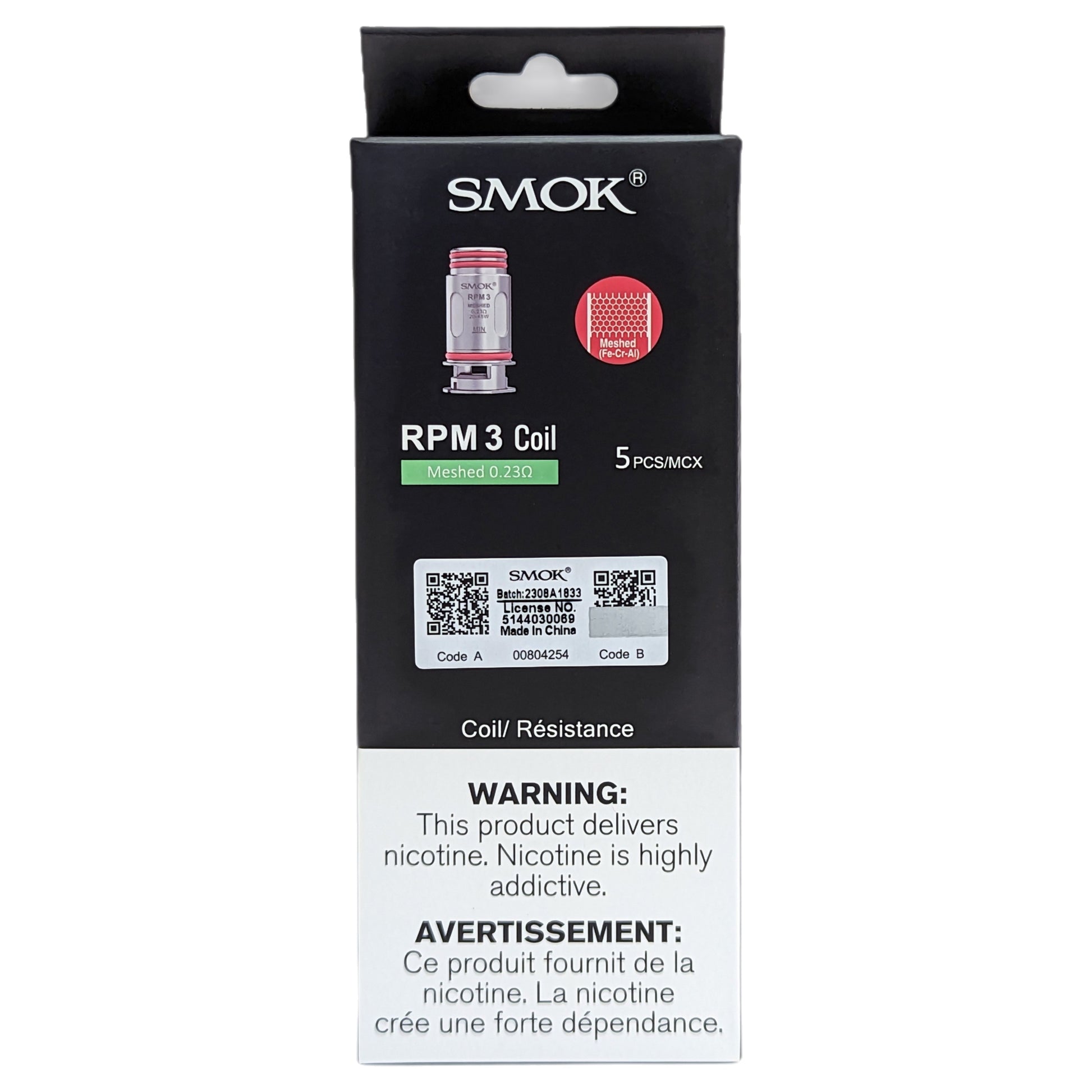 SMOK RPM 3 Replacement Coils 0.23ohm package of 5