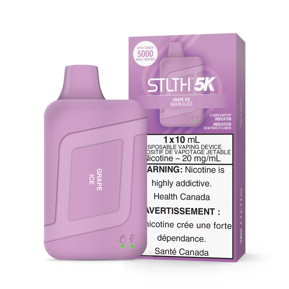 STLTH 5K rechargeable disposable vape 20mg nicotine with 10ml e-liquid Grape Ice