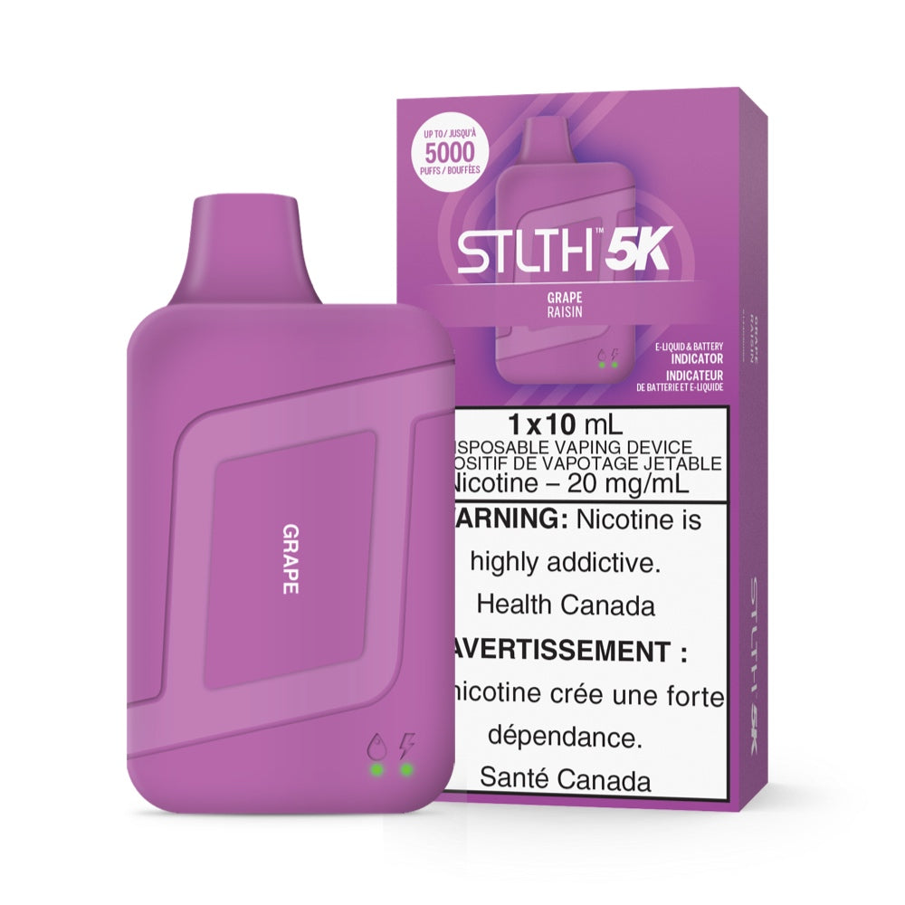 STLTH 5K disposable vape with 20mg nicotine flavour grape 