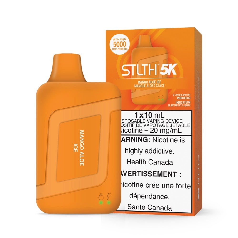 STLTH 5K rechargeable disposable vape 20mg nicotine with 10ml e-liquid Mango Aloe Ice