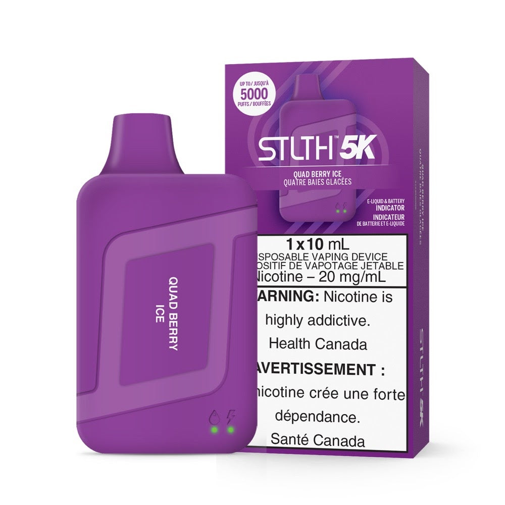 STLTH 5K rechargeable disposable vape 20mg nicotine with 10ml e-liquid Quad Berry Ice