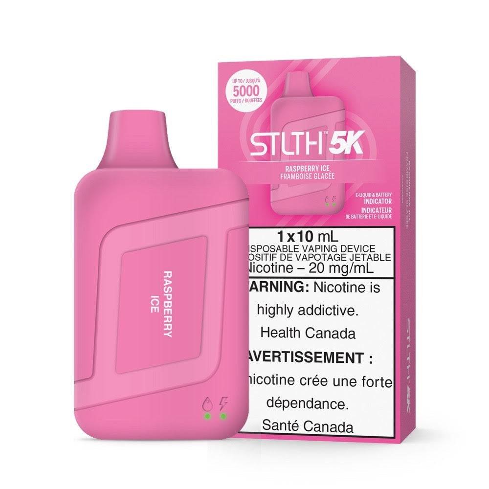 STLTH 5K rechargeable disposable vape 20mg nicotine with 10ml e-liquid Raspberry Ice