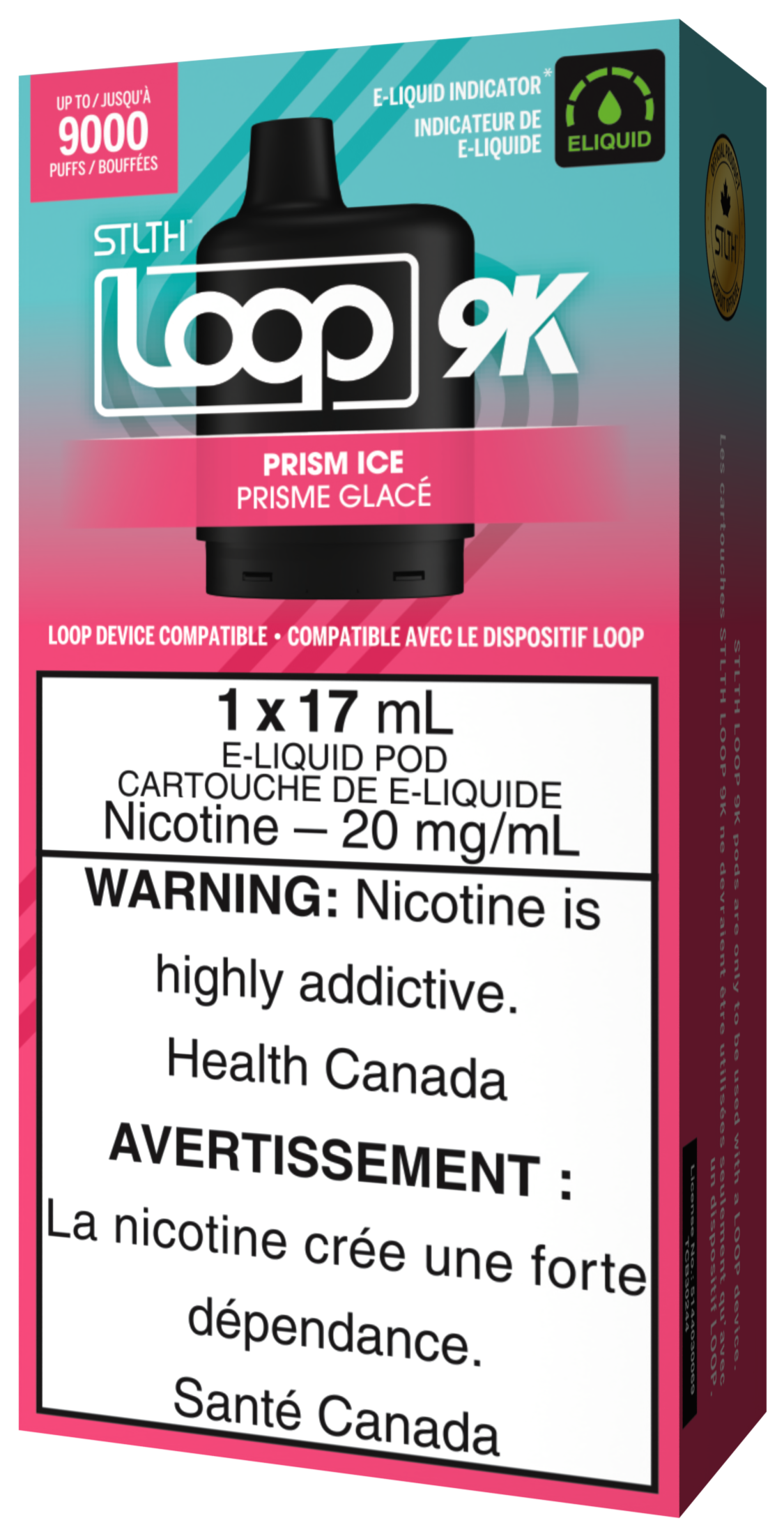 STLTH LOOP 9K Pod Pack Box Packaging Prism Ice