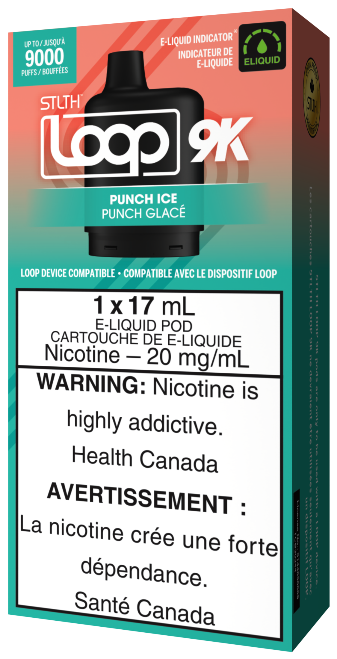 STLTH LOOP 9K Pod Pack Box Packaging Punch Ice