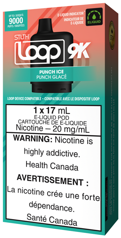 STLTH LOOP 9K Pod Pack Box Packaging Punch Ice