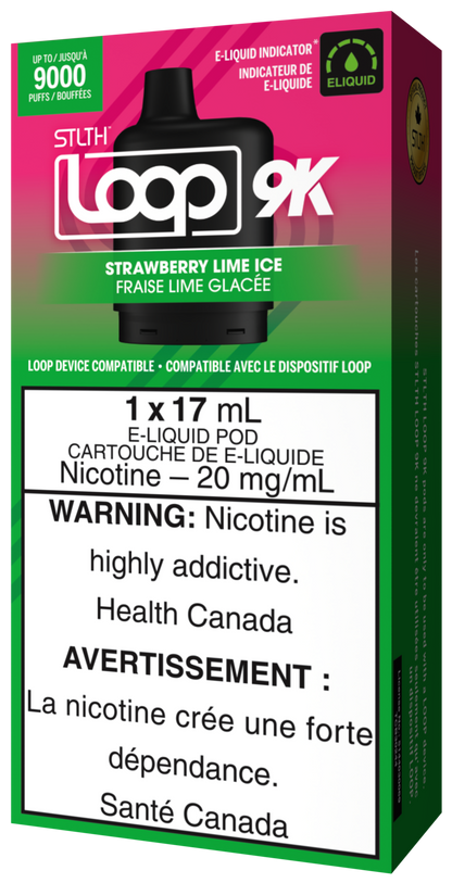 STLTH LOOP 9K Pod Pack Box Packaging Strawberry Lime Ice