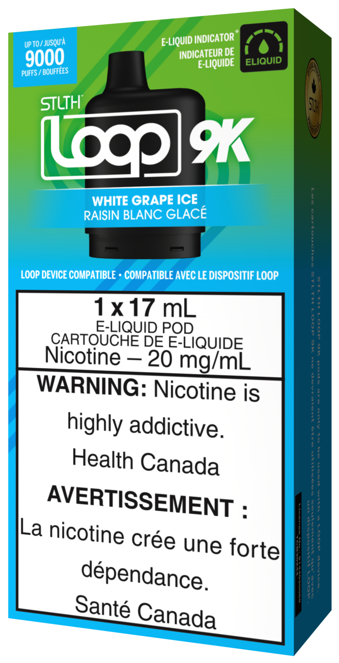 STLTH LOOP 9K Pod Pack Box Packaging White Grape Ice