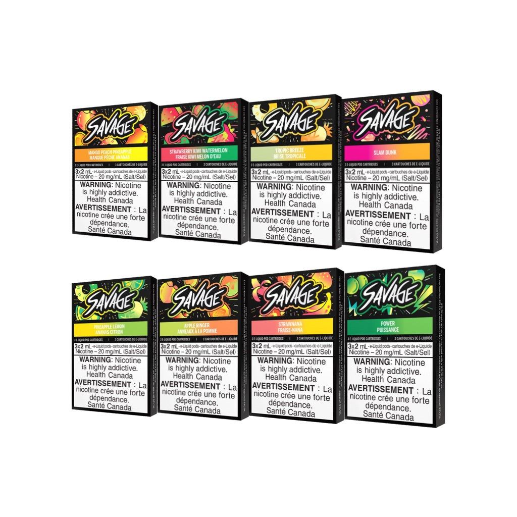 STLTH Savage vape e-liquid Pods packages in various flavours