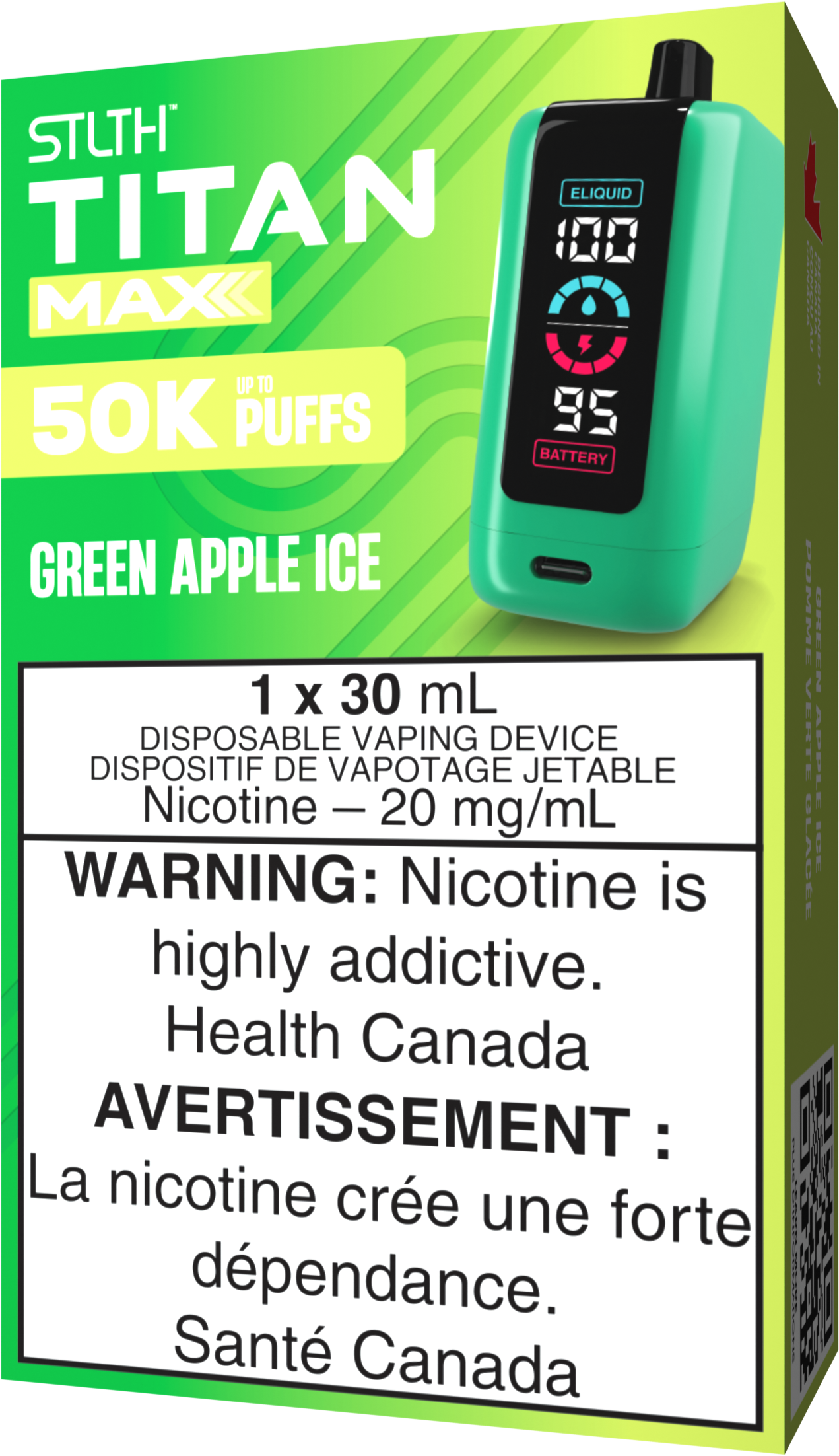 STLTH TITAN MAX Disposable Green Apple Ice