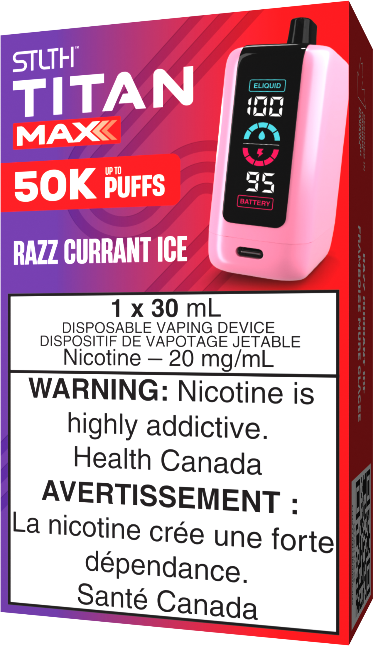 STLTH TITAN MAX Disposable Razz Currant Ice