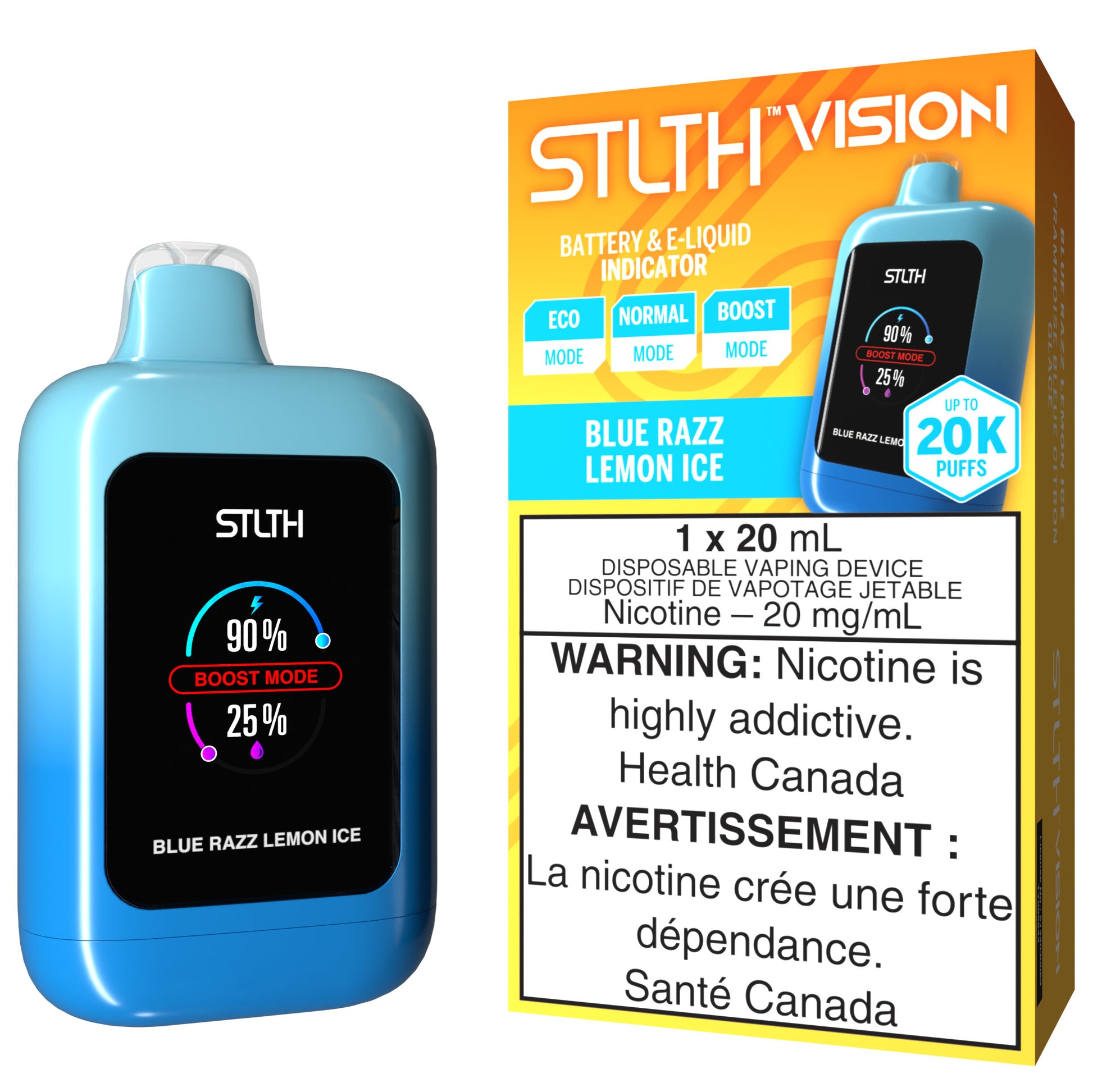 STLTH VISION 20K Disposable Vape Blue Razz Lemon Ice